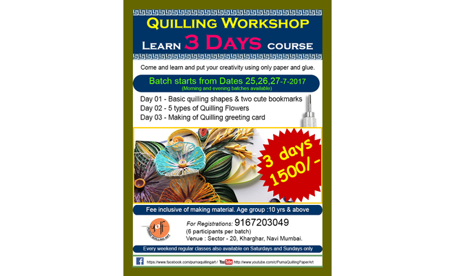 Quilling workshop three days course