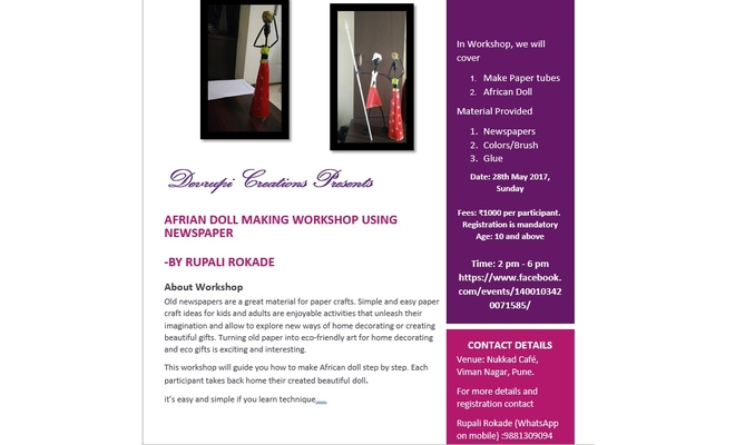 African Doll Making Workshop using Newspaper