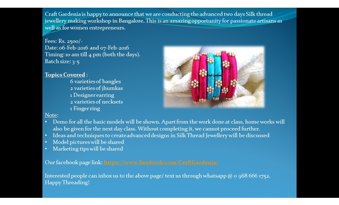 Silk Thread Jewellery making Workshop