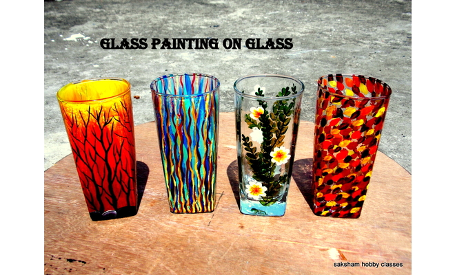 GLASS PAINTING ON GLASS OBJECTS.