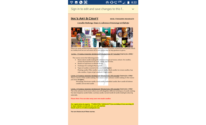 Candle making course